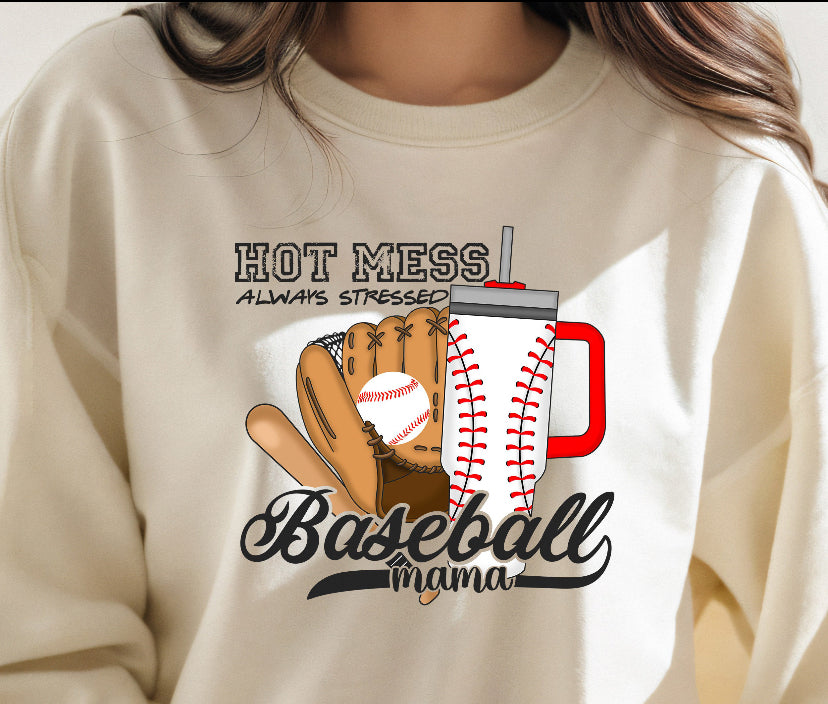 Hot mess baseball tee
