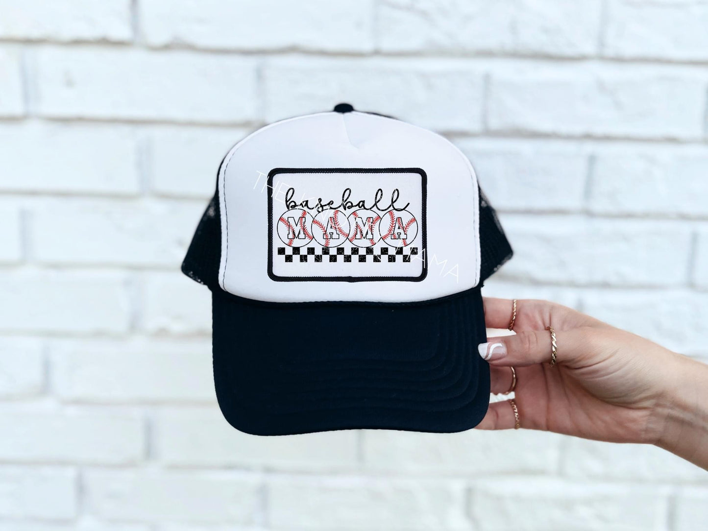 baseball mama hat checkered