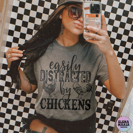 Distracted by chickens tee